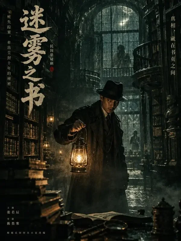 夜雨书 - AI片源网 短剧《夜雨书》复古风海报封面